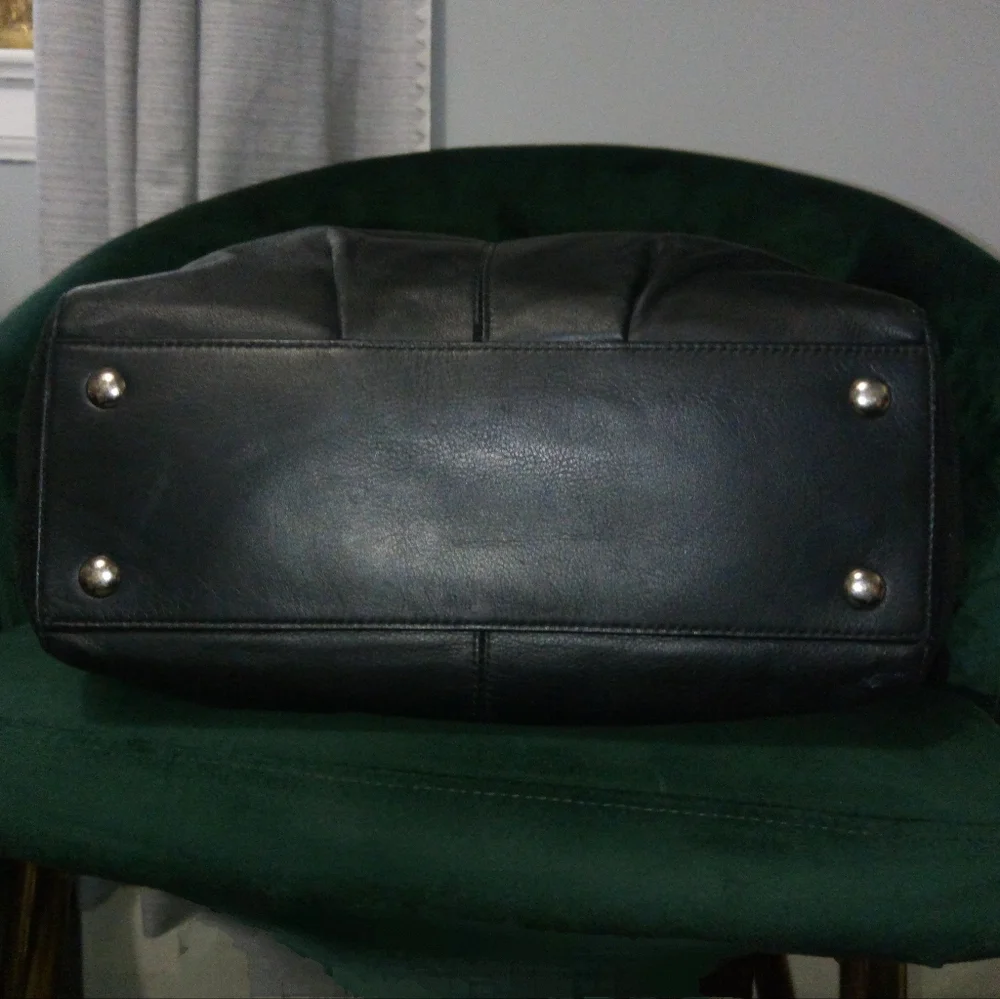 Coach Taylor Leather North South Tote with Sequin-Style Accents in Black #F25941